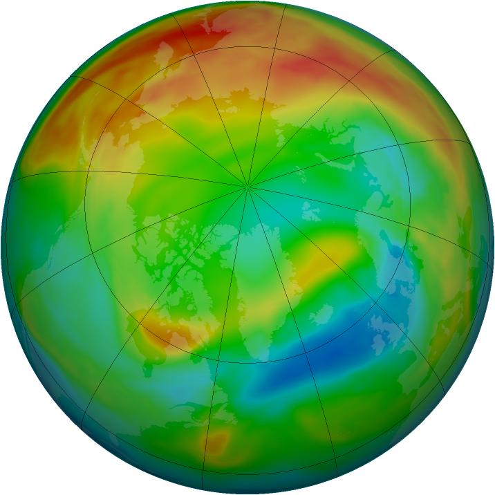 Arctic ozone map for 29 January 2005